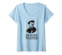 Femme Musique Classique opéra Violon Piano compositeur Richard Wagner T-Shirt avec Col en V