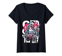 Femme Musique - God Gave Rock'n Roll to Me T-Shirt avec Col en V