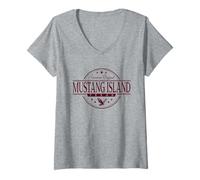 Femme Mustang Island Texas - Étiquette TX de l'île Mustang T-Shirt avec Col en V
