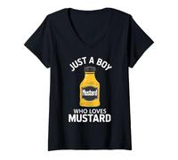 Femme Mustard : Juste Un garçon Qui Aime la Moutarde, C'est drôle T-Shirt avec Col en V