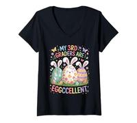 Femme My 3rd Graders are Eggccellent - Easter Third Grade Teacher T-Shirt avec Col en V