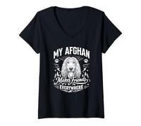Femme My Afghan Hound Makes Friends Everywhere - Chien Afghan T-Shirt avec Col en V