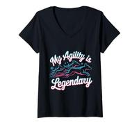 Femme My Agility is Legendary Ninja de Formation réflexe |- T-Shirt avec Col en V