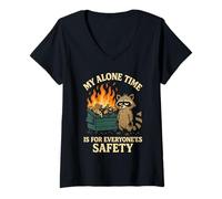 Femme My Alone Time is for Everyonees Safety Raccoon T-Shirt avec Col en V