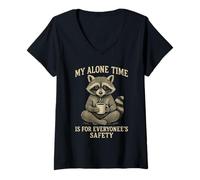 Femme My Alone Time is for Everyonees Safety Raccoon T-Shirt avec Col en V