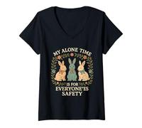 Femme My Alone Time is for Everyone'es Safety Vintage Bunny T-Shirt avec Col en V