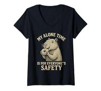 Femme My Alone Time is for Everyones Safety Capybara T-Shirt avec Col en V