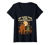 Femme My Alone Time is for Everyone's Safety Halloween T-Shirt avec Col en V