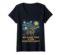 Femme My Alone Time is for Everyone's Safety Raccoon T-Shirt avec Col en V