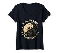 Femme My Alone Time is for Everyone's Saffey Raccoon T-Shirt avec Col en V