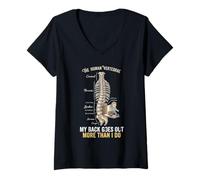 Femme My Back Goes Out More Than I Do Anatomie de la Colonne vertébrale T-Shirt avec Col en V