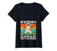 Femme My Backhand is As Good As Good As My Cats Attitude T-Shirt avec Col en V