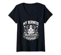 Femme My Bernese Makes Friends Everywhere - Chien Bernois T-Shirt avec Col en V