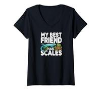 Femme My Best Friend Has Scales Reptile Pet Lover Gecko Turtle T-Shirt avec Col en V