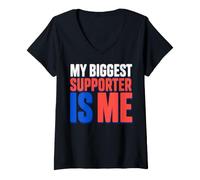 Femme My Biggest Supporter is Me Self Hype Confidence Humor T-Shirt avec Col en V