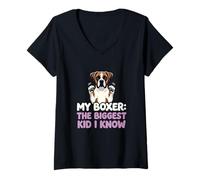 Femme My Boxer The Biggest Kid I Know Dog Lover Humour T-Shirt avec Col en V