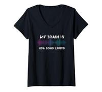 Femme My Brain is 80% Chanson Paroles Musicien Professeur de Musique T-Shirt avec Col en V
