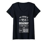Femme My Brain is 95% Broadway Lyrics... Théâtre Musical étudiant T-Shirt avec Col en V