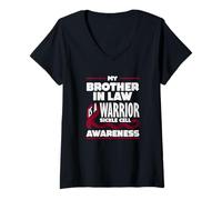 Femme My Brother in Law is A Warrior Faucille Cell Awareness T-Shirt avec Col en V