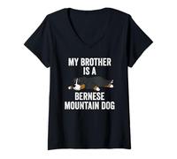 Femme My Brother Is A Bernois Chien de montagne drôle T-Shirt avec Col en V
