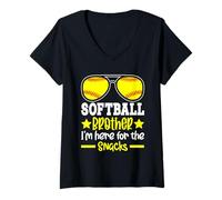 Femme My Brother Plays Softball I'm Here for The Snacks T-Shirt avec Col en V