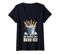 Femme My Bucket List Beer Ice Drinker Routine Party Bar - T-Shirt avec Col en V