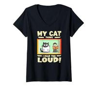 Femme My cat thinks I read too loud T-Shirt avec Col en V