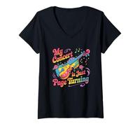 Femme My Concert is Just Page Turning Violon T-Shirt avec Col en V
