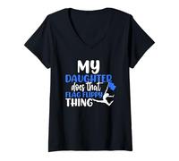 Femme My Daughter Does That Drapeau Flippy Thing Funny Color Guard T-Shirt avec Col en V