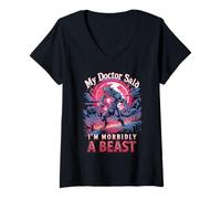 Femme My Doctor Said I'm Morbidly A Beast Werewolf T-Shirt avec Col en V