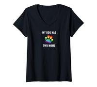 Femme My Dog Has Two Moms LGBT LGBTQ Gay Pride T-Shirt avec Col en V