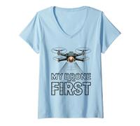 Femme My Drone Saw You First Drone Pilot Drone T-Shirt avec Col en V
