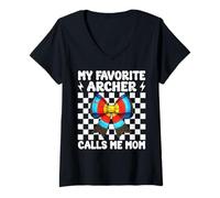 Femme My Favorite Archer Calls Me Mom Archery Mom Fête des Mères T-Shirt avec Col en V