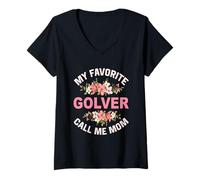 Femme My Favorite Golfer Call Me Mom Golf Golf Mom T-Shirt avec Col en V