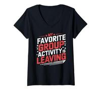 Femme My Favorite Group Activity Is Leaving Social introverti T-Shirt avec Col en V
