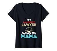 Femme My Favorite Lawyer Calls Me Mama Fête des Mères Maman T-Shirt avec Col en V