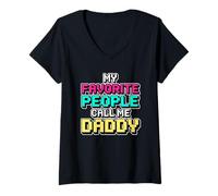 Femme My Favorite People Call Me Daddy T-Shirt avec Col en V