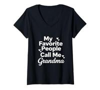 Femme My Favorite People Call Me Grandma Cœur Motif Lettres T-Shirt avec Col en V
