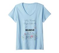 Femme My Favorite People Call Me Mumsie Floral Grandma Mom Cadeau T-Shirt avec Col en V