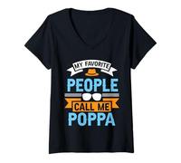 Femme My Favorite People Call Me Poppa Funny Father's Day Dad Men T-Shirt avec Col en V