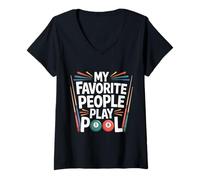 Femme My Favorite People Play Pool Bar de Billard - T-Shirt avec Col en V