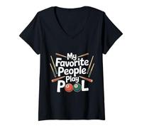 Femme My Favorite People Play Pool Bar de Billard - T-Shirt avec Col en V