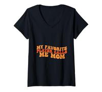 Femme My Favorite Player Calls me Mom for Basketball Lovers T-Shirt avec Col en V
