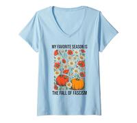 Femme My Favorite Season is The Fall Fascism No Kings in America T-Shirt avec Col en V