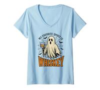 Femme My Favorite Spirit is Whiskey Funny Ghost Halloween Costume T-Shirt avec Col en V