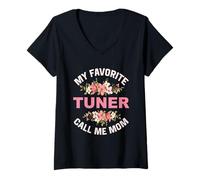 Femme My Favorite Tuner Call Me Mom Tuning Tuner Car Tuning Tuner T-Shirt avec Col en V