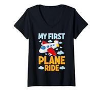 Femme My First Plane Ride Avion Flight Graphic Enfants Hommes Femmes T-Shirt avec Col en V