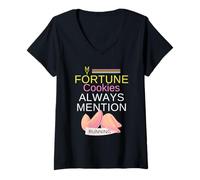 Femme My Fortune Cookies Always Mention Running Funny Runner Blague T-Shirt avec Col en V
