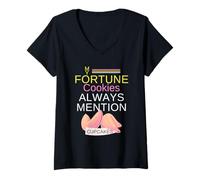 Femme My Fortune Cookies mentionne Toujours Les Cupcakes | Funny Foodie T-Shirt avec Col en V