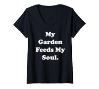 Femme My Garden Feeds My Soul Quote Serenity T-Shirt avec Col en V